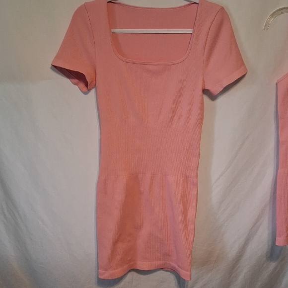 Pink Ribbed Mini Dress and Romper Set - Picture 4 of 6